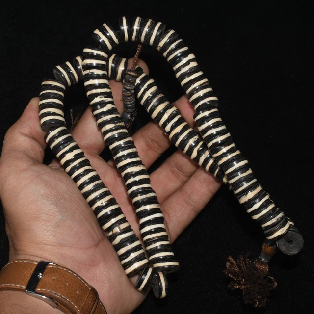 Ancient Old Tibetan Nepalese Stone Bead Mala Necklace in good Condition