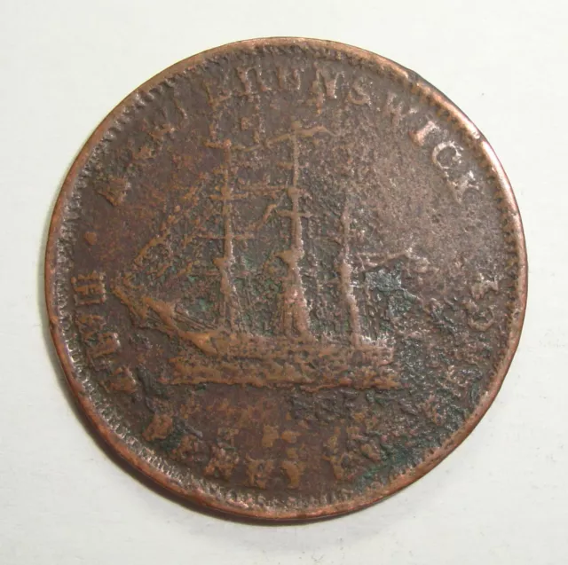 1854 New Brunswick Canada Victoria Half Penny Token Coin