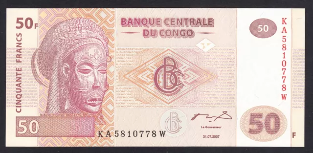 Congo Democratic 50  Francs 2007  UNC P. 97,  Banknotes, Uncirculated