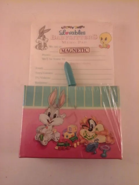LOONEY TUNES Lovables Babysitters Memo Pad Pen & Magnetic Box NEW 1995 LOONEY TUNES Lovables Babysitters Memo Pad Pen & Magnetic Box NEW 1995