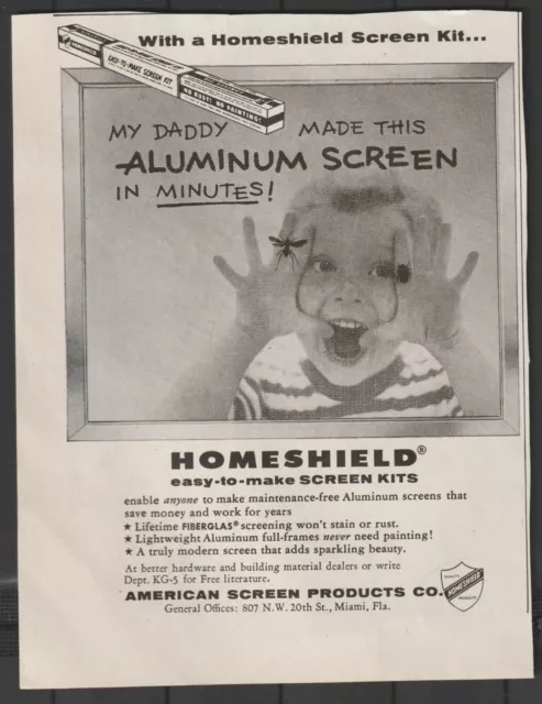 Homeshield Aluminum Screen Kits Ad From Saturday Evening Post May 7, 1955