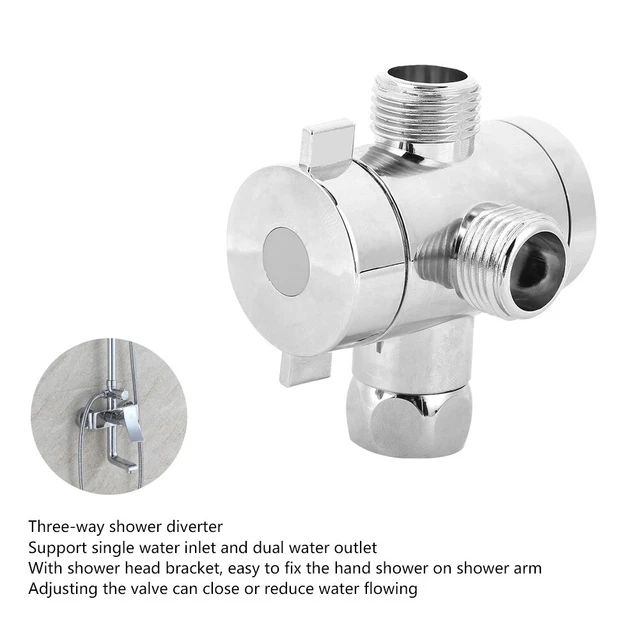 HD Multifunction /2 3‑Way Bath Shower Diverter Valve With Shower Head AD