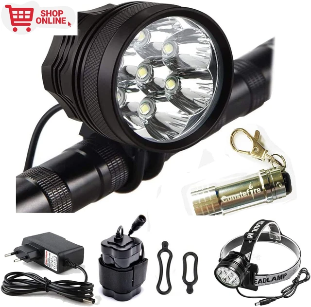 Faro Bici Anteriore LED EFUN 5000 Lumen - 4 Modalità, Con Batteria 18650 E Luce Posteriore Inclusa, Per MTB E Notte - Foto 8