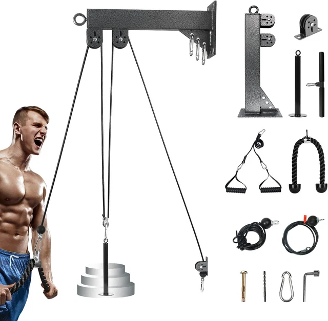 PULLEY SYSTEM GYM Tricep Rope Pull down Training Cable Machine, LAT