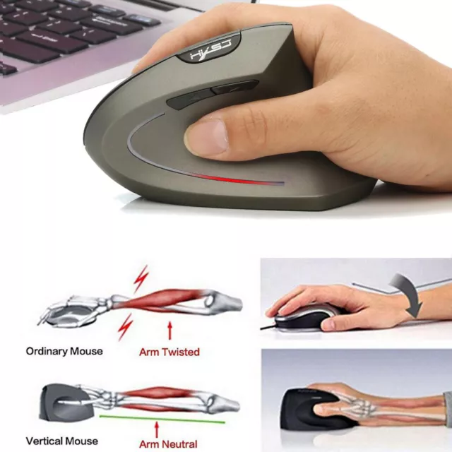 Souris optique ergonomique sans fil 2,4 GHz avec récepteur USB 6 boutons