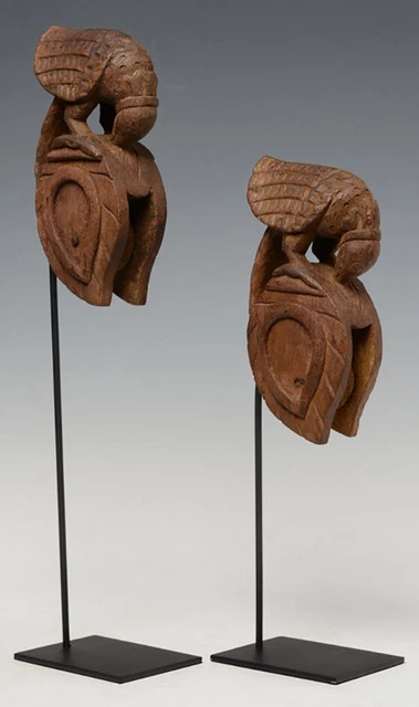 Early 20th Century, A Pair of Burmese Wooden Textile Tools in The Form of Bird 11