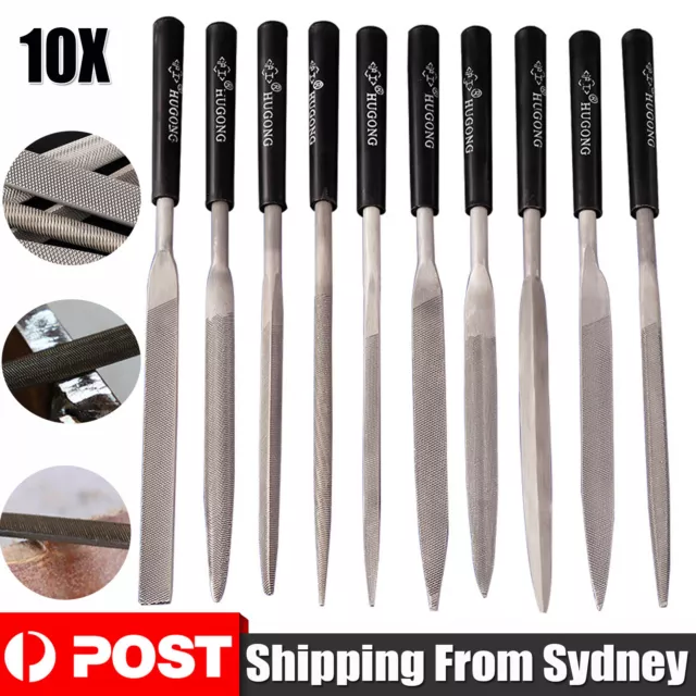 10PCS Diamond Mini Needle File Set 160mm x 4mm For Metal Jeweler Wood Carving AU