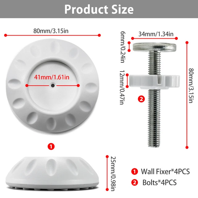 Milisten 4-Pack Baby Gate Pressure Bolts - Heavy Duty Security Screws For Stair Gates 661442