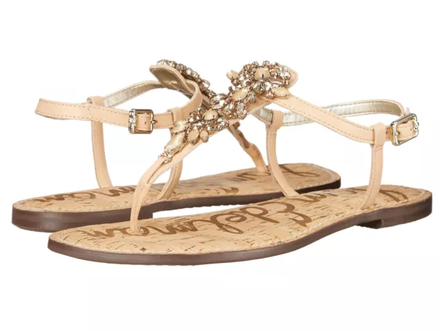 Sam Edelman Gene Womens Sandals Jeweled Detailing Naked Leather size 8.5 New