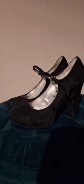 SHUH BLACK SUEDE 1 inch Platform 4inch Heeled shoes Size 5 worn once £6 ...