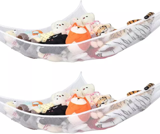 2PCS Rangement peluche Jouet Hamac enfant Grande Filet de rangement hamac...