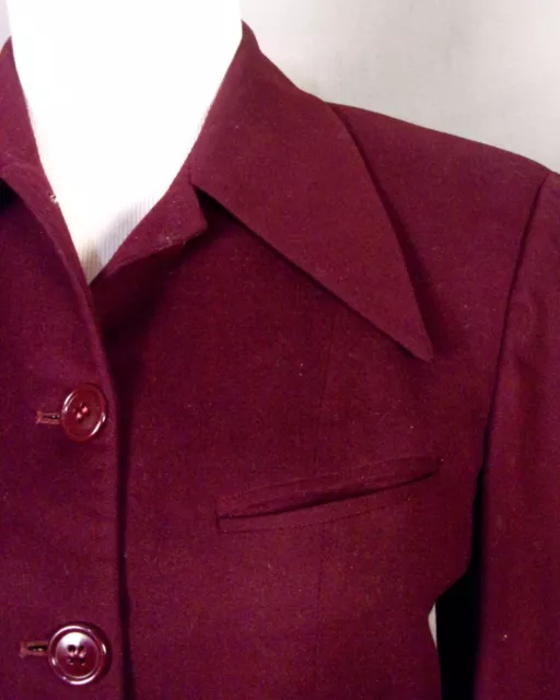 vintage 40s 50s Rosenblum California MINTY Burgandy 2 Pc Wool Skirt Suit sz M 3