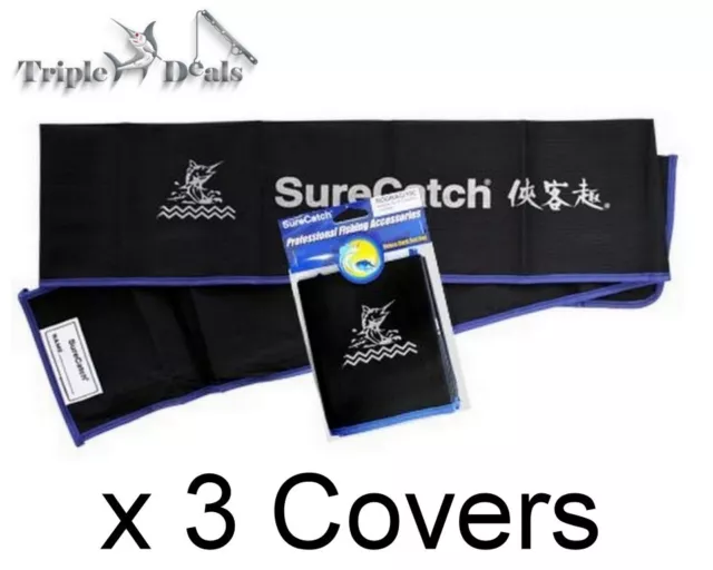 3 x Surecatch Deluxe Fishing Rod Covers-Rod Bag - Suits 2 Pce Fishing Rod