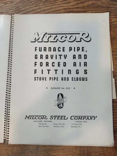 Raccords de tuyauterie de four à air forcé catalogue vintage Milcor gravité et 2