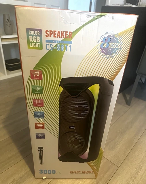 Portable Machine Vision Systems CS-8811 PORTABLE SPEAKER System 24W Dual 8in Bluetooth LED TWS 3000mAh ...