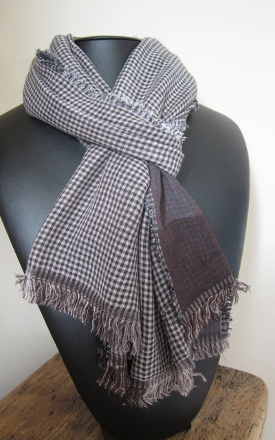 Écharpe Pashmina Laine & Soie – Châle Frangé 70x190 Cm – Blanc – Neuf Avec étiquettes – Homme/Femme