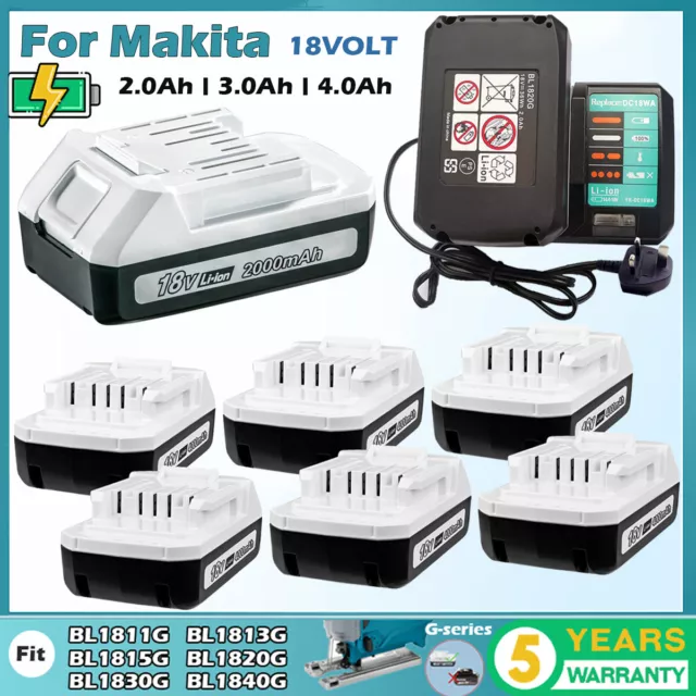 for Makita BL1813G Battery 18V 4.0Ah BL1815G BL1811G G-Series HP457D Charger UK