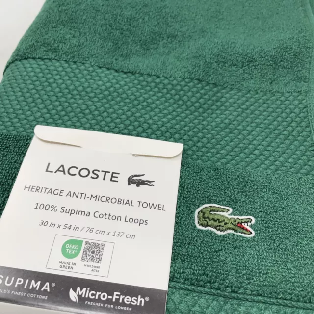 Lacoste Croc Logo Solid 100% Cotton 30" x 54" Supima Bath Towel - Glade Green