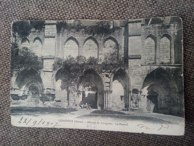 Cpa Longpont Abbaye De Longpont Le Portail