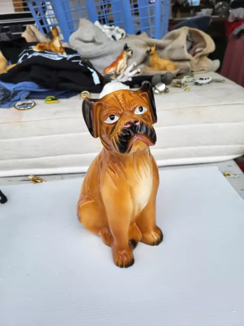 Tirelire chien BOXER en céramique années 90 14 x21 cms de haut belle qualité
