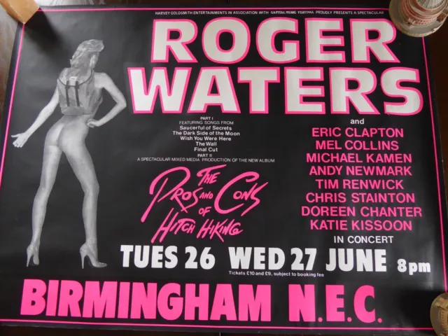 Roger Waters & Eric Clapton Original Pros & Cons 1984 Concert Poster Pink Floyd