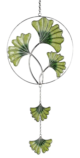 Cuadro de ventana Flor Ginkgo Tiffany Colgador de ventana Flor Decoración de ventana Verde 40cm
