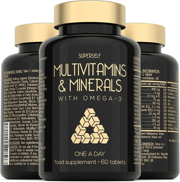 MULTIVITAMINS AND MINERALS with Omega 3 Multivitamin Tablets for Men
