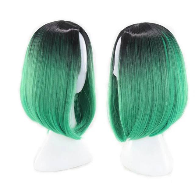 Parrucca Bob Verde Neon Parrucche Nero Donna Capelli Umani Colorata Europeo Americano