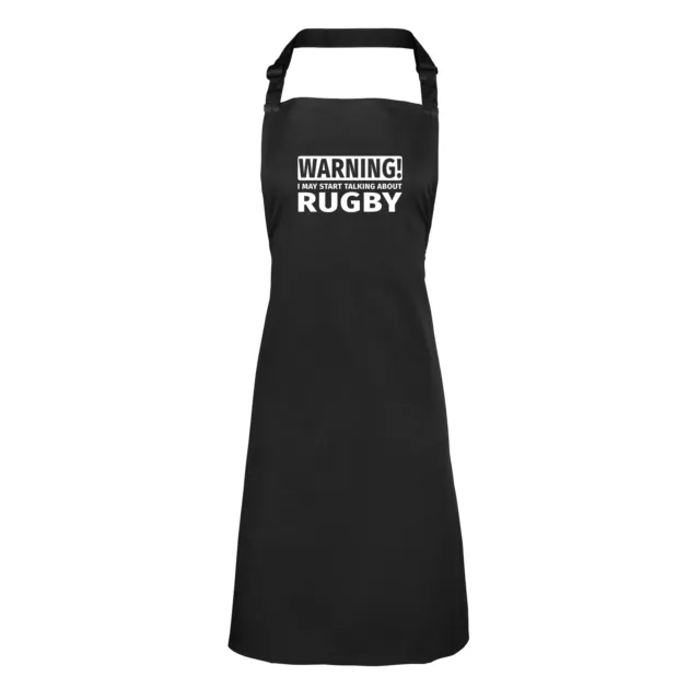 Warning May Start Talking about Rugby Mens Womens Apron