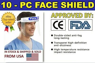10 PCS Full Face Shield Clear Protector Work Industry Dental Anti-Fog Reusable