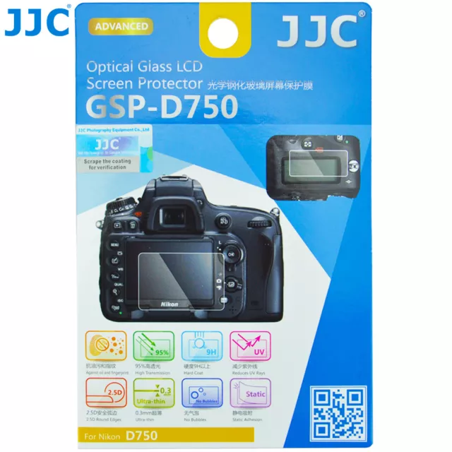 JJC 0.3mm HD Optical Tempered Glass LCD Monitor Screen Protector for Nikon D750