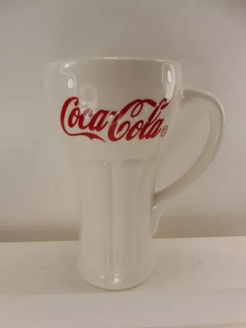 Coca-cola White w/ Red Lettering Coffee Mug Cup 100% Authentic  New  6.5" tall