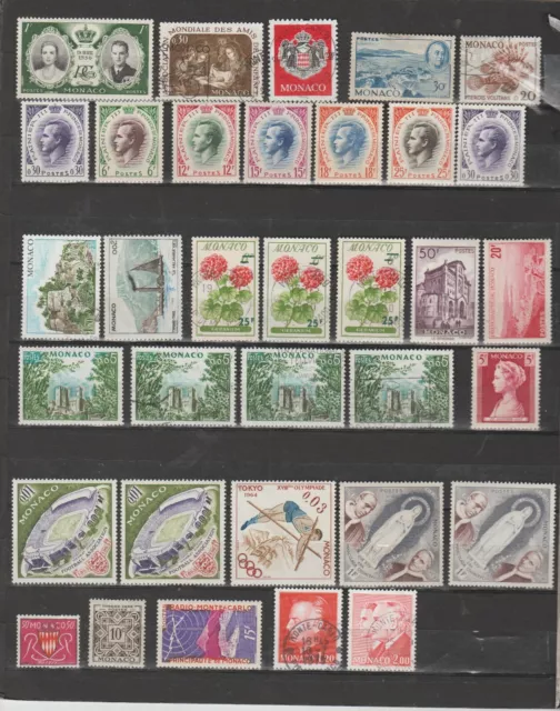 Monaco Lot de timbres oblitérés (102) tous états (voir description)