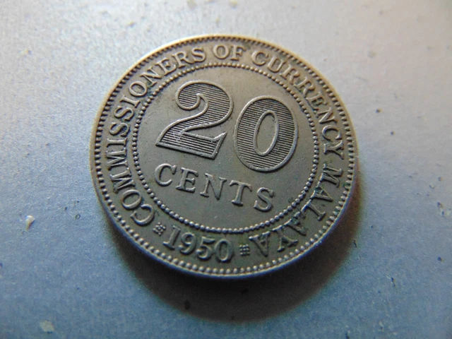 1950 Malaya 20 Cents Coin