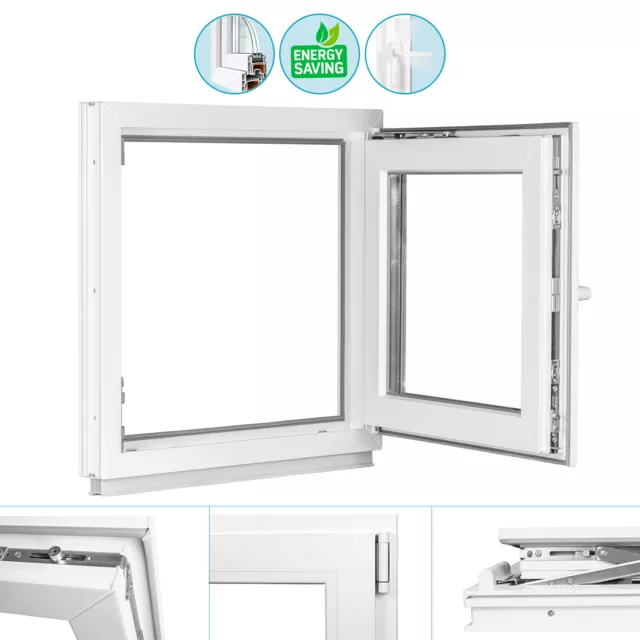 Finestra seminterrato finestra LxA 540x570 mm 2 e 3 scomparti vetro girevole ribaltabile bianco premium