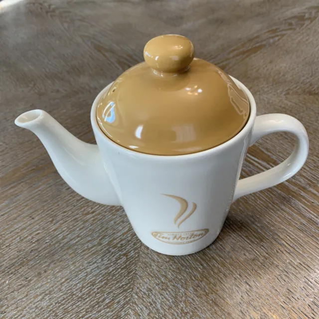 Tim Hortons White And Mustard Single Serve Teapot