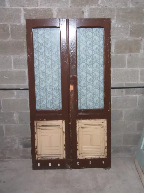 ~ ANTIQUE DOUBLE ENTRANCE FRENCH DOORS ~ 45.25 x 82.75 ~ ARCHITECTURAL SALVAGE