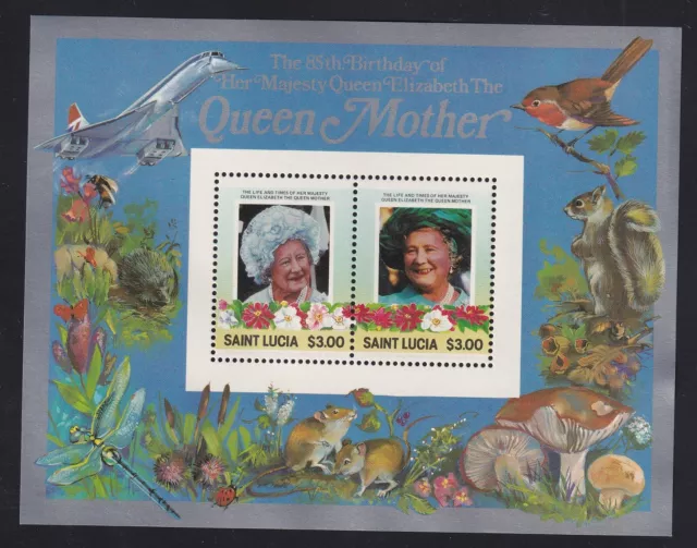 ST LUCIA  1985 85th Birthday of Queen Mother $3.00 MS as Scan MNH