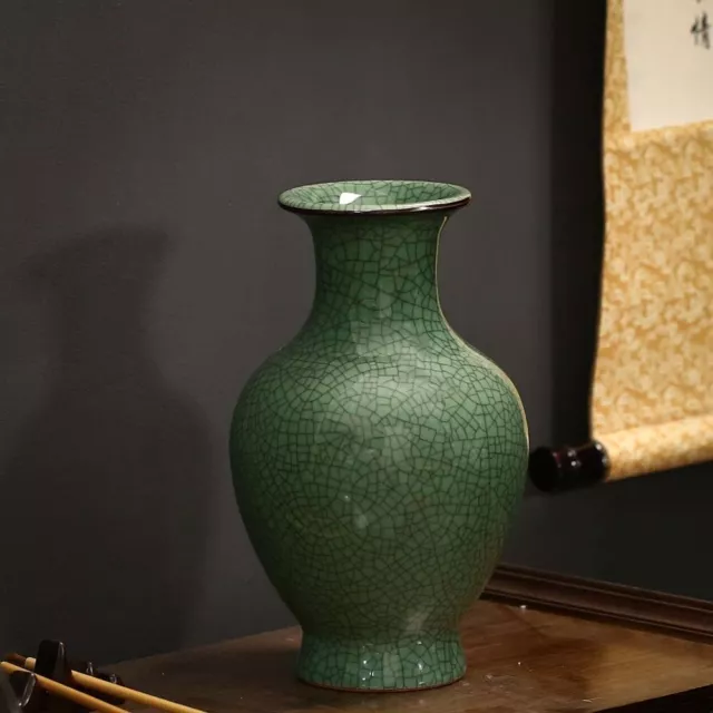 Chinese Ceramic Handmade Antique ice Crack Glaze vase Porcelain Flower Bottle