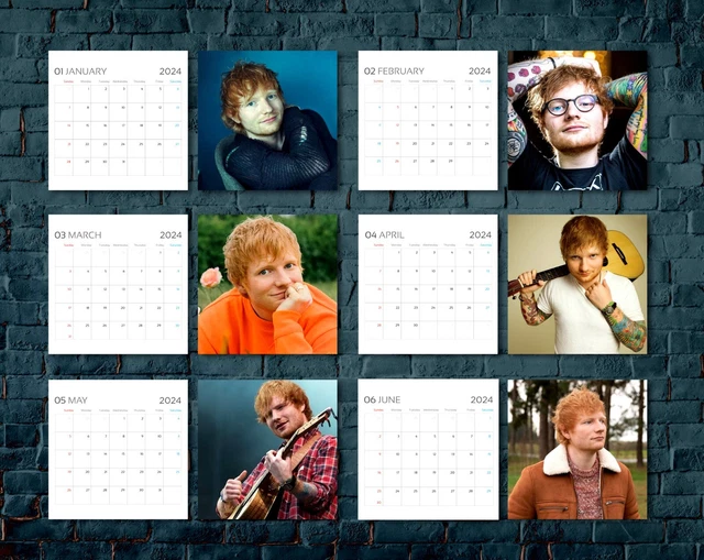 ED SHEERAN CALENDAR 2024, Celebrity Calendar, Ed Sheeran 2024 Wall
