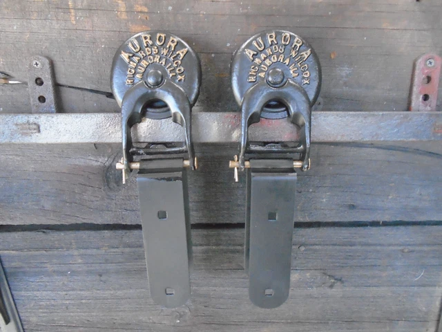 Antique/Primitive Aurora Original Barn Door Rollers Restored With Track
