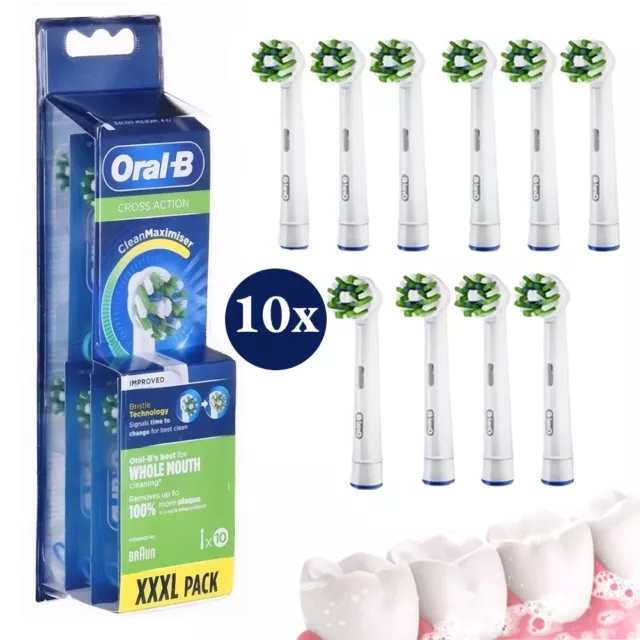 Oral-B CrossAction Aufsteckbürsten 10x Zahnbürstenaufsatz CleanMaximiser Weiß