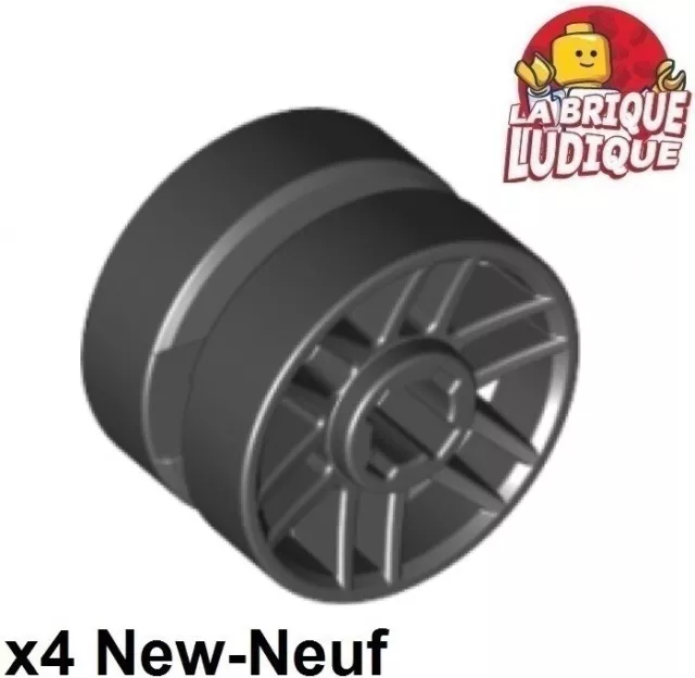 Lego 4x roue jante wheel 14mm D. x 9.9mm 6 double spokes noir/black 11208 NEUF