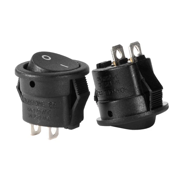 5pz AC 250V/3A 125V/6A 2P SPST 2 Rotondo interruttore bilanciere registrazioneUL