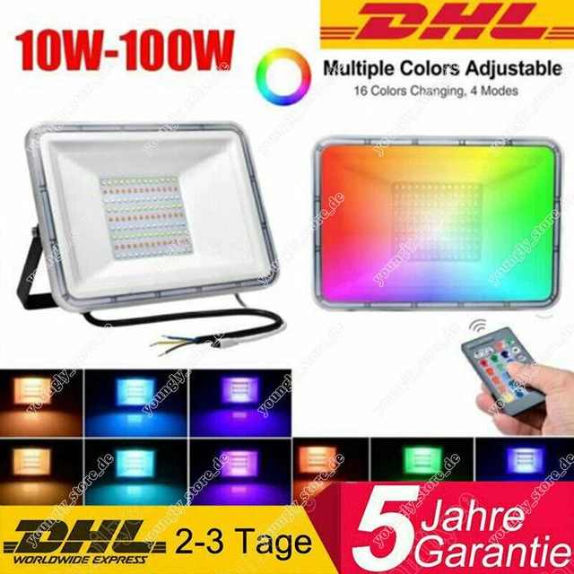 RGB LED Fluter Außen Strahler Flutlicht Scheinwerfer Garten Lampe IP67 10-100W