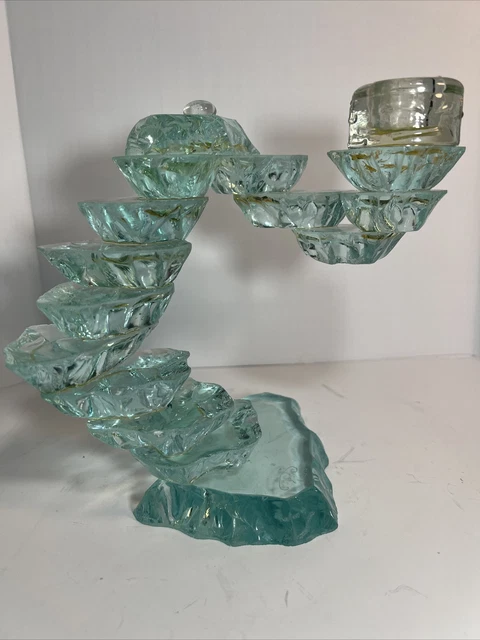 Yehuda Parmat “Uda” One of a Kind Stacked Art Glass Candleholder Unique