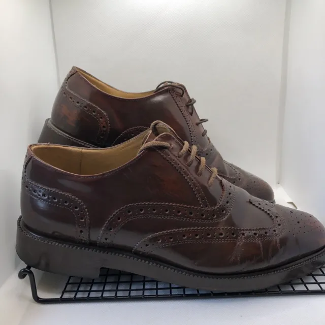 Vintage St Michael Marks and Spencer Brown Leather Brogue Shoes Size UK 8.5