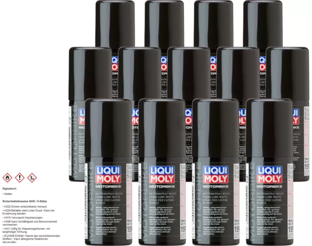 13x LIQUI MOLY Motorbike Kettenspray weiß white Grease 1592 Flasche Alu 50 ml 3