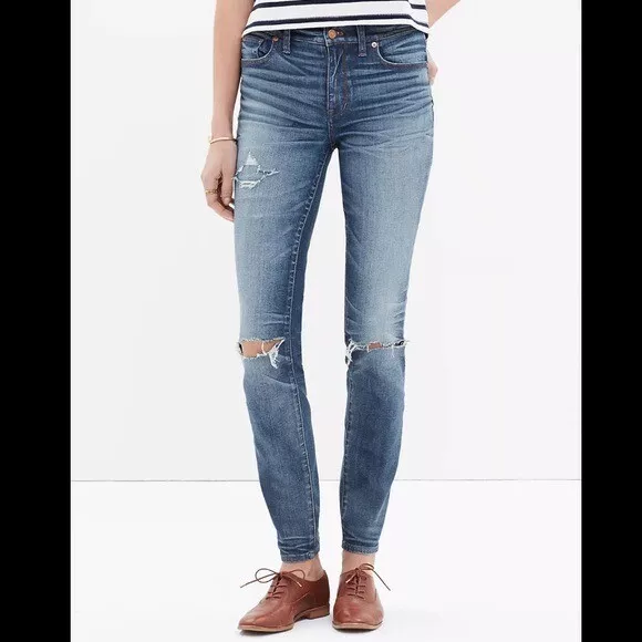 MADEWELL High Riser Skinny Jeans Torn Knee Edition 28