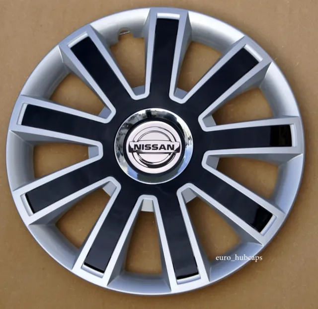 Silver/Black 14" wheel trims, Hub Caps, Covers to fit Nissan Micra,Pixo